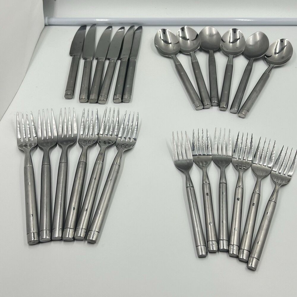 Cambridge -Tripoli II -24 Pc Flatware Set Spoons Forks Knives Stainless Sand